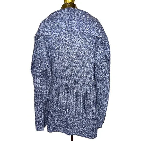 Larry Levine Blue Open Front Sweater Cardigan Thigh Length Womens Size Medium - Picture 6 of 8